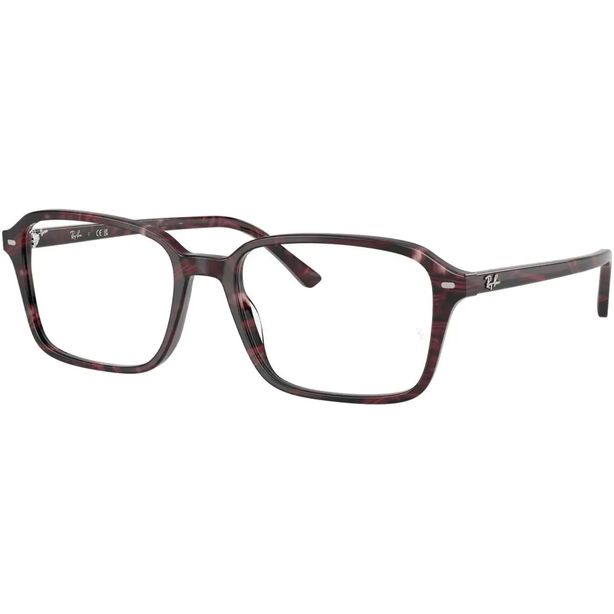 Ray-ban Raimond Slim Square Eyeglass Frames - RX5431 Polished Transparent Fantasy Violet & Red/Clear (8 by Ray-Ban