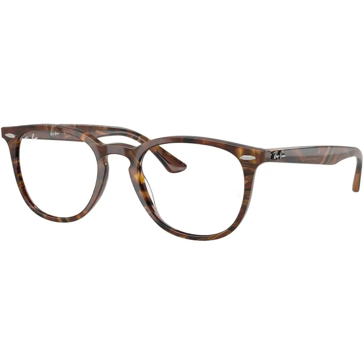 Ray-ban Polished Fantasy Brown Yellow Phantos Eyeglass Frames RX7159 8395 52 - Frame: Polished Transparent Fantasy Brown Yellow