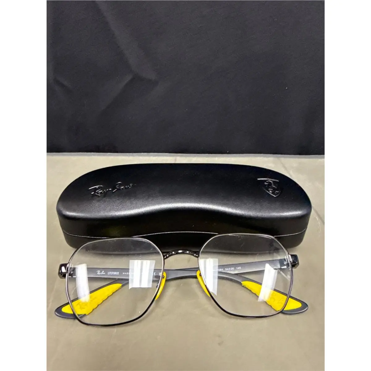 Ray-ban RX6594M F094 Men`s Glasses Black Size 54 - Blue Light Block Available - Frame: Polished Havana on Light Blue