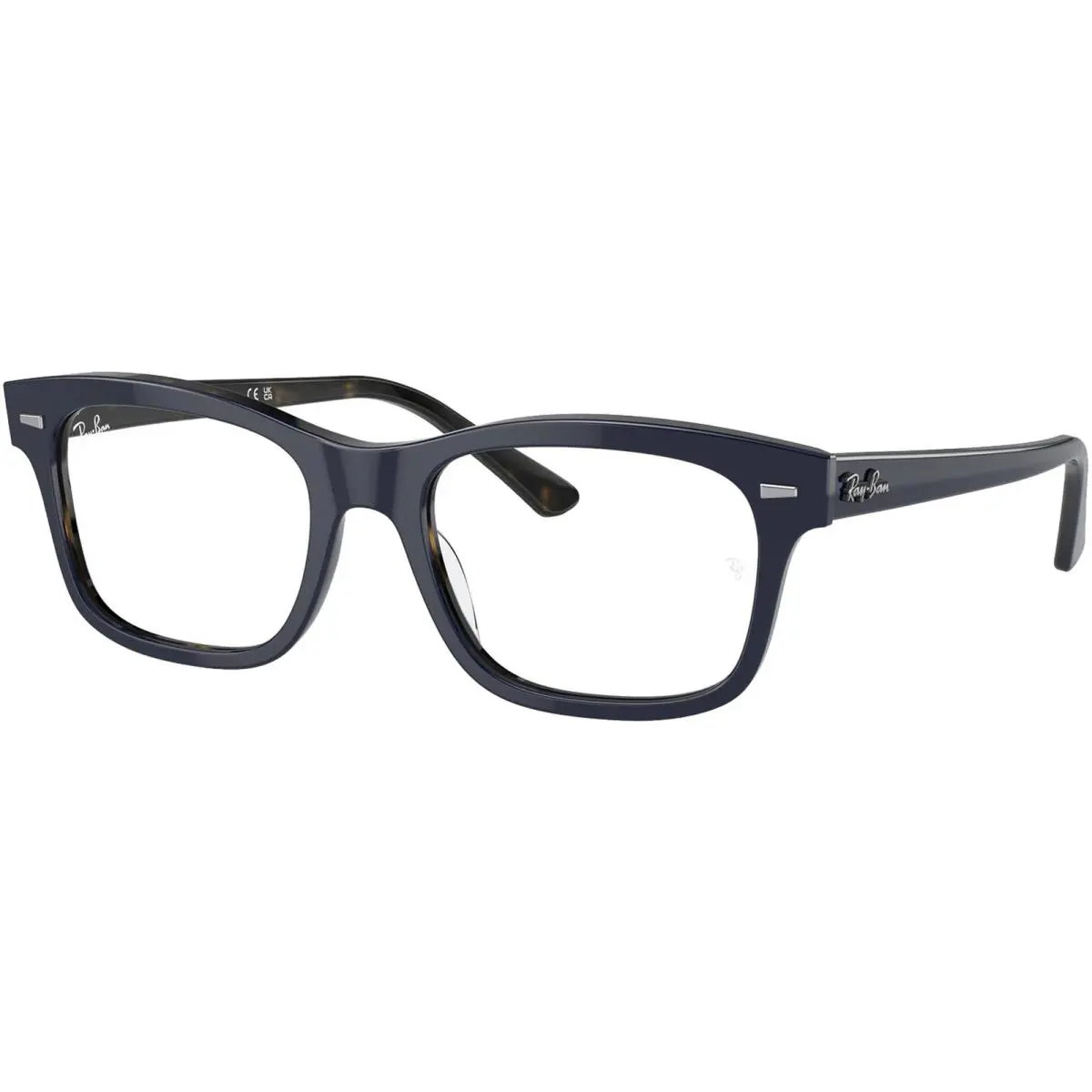Ray-ban Mr. Burbank Polished Blue on Havana Square Eyeglass Frames RX5383 8283 - Frame: Polished Blue on Havana