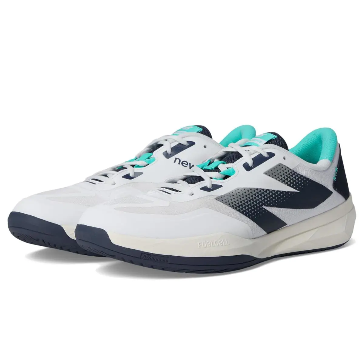 Man`s Sneakers Athletic Shoes New Balance Fuelcell 796V4 Tennis Shoes - White/Nb Navy/Cyber Jade