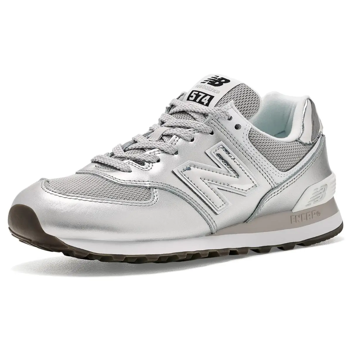 Women`s Sneakers Athletic Shoes  Classics 574 Silver Metallic/Nb 103 White by New Balance