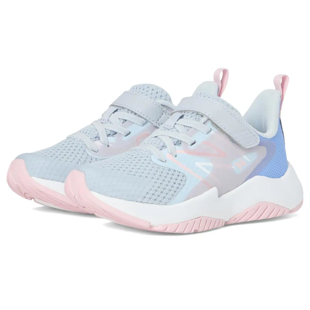 New Balance Kids Rave Run v2 Bungee Lace with Top Strap Little Kid/big Kid - Bright Sky/Granite/Rose Sugar