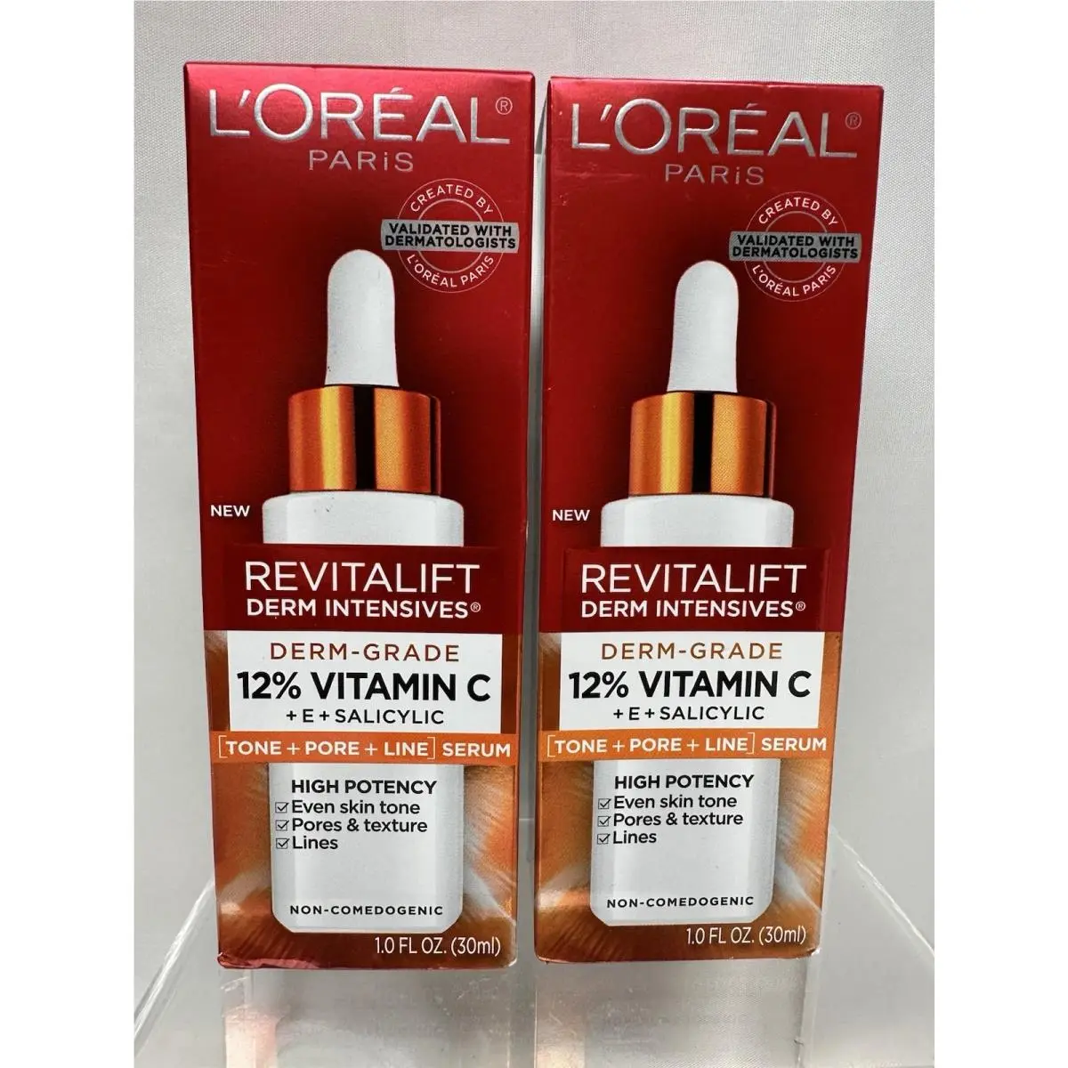 2 Packl`oreal Paris Revitalift 12% Vitamin C + E + Salicylic Serum 1 oz Each