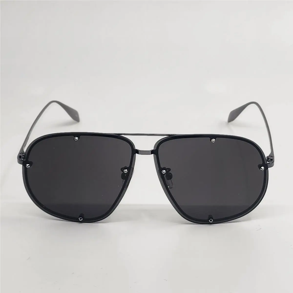 Alexander Mcqueen AM0363S Ruthenium/grey Pilot Aviator Sunglasses