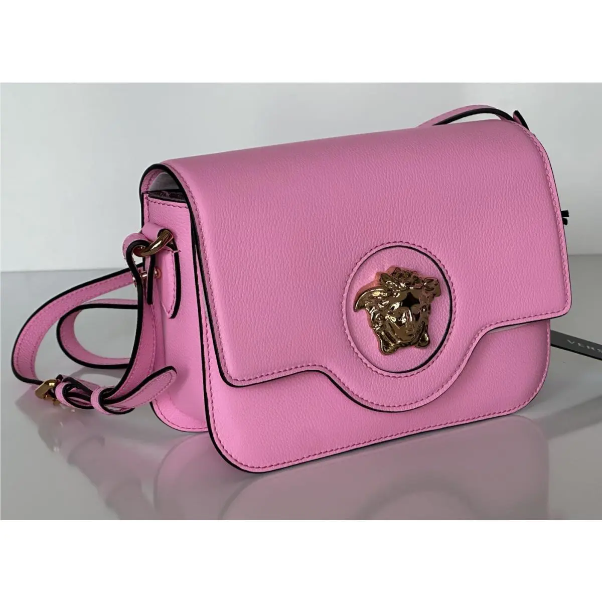 Versace Gold Medusa Head Leather Pink Paradise Small Shoulder Bag 1008100