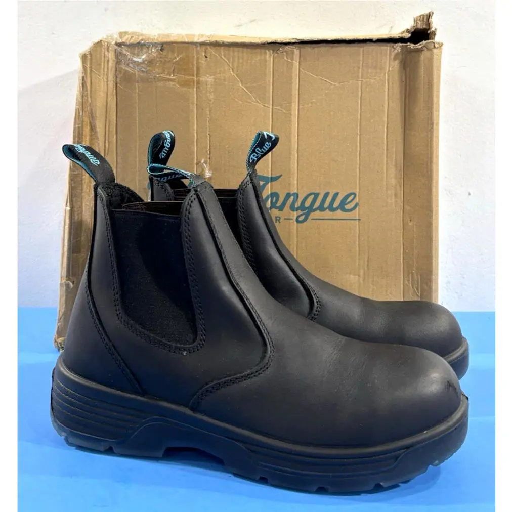 7 M Redback Station Composite Toe Blue Tongue Boots Safety Slip ON Black