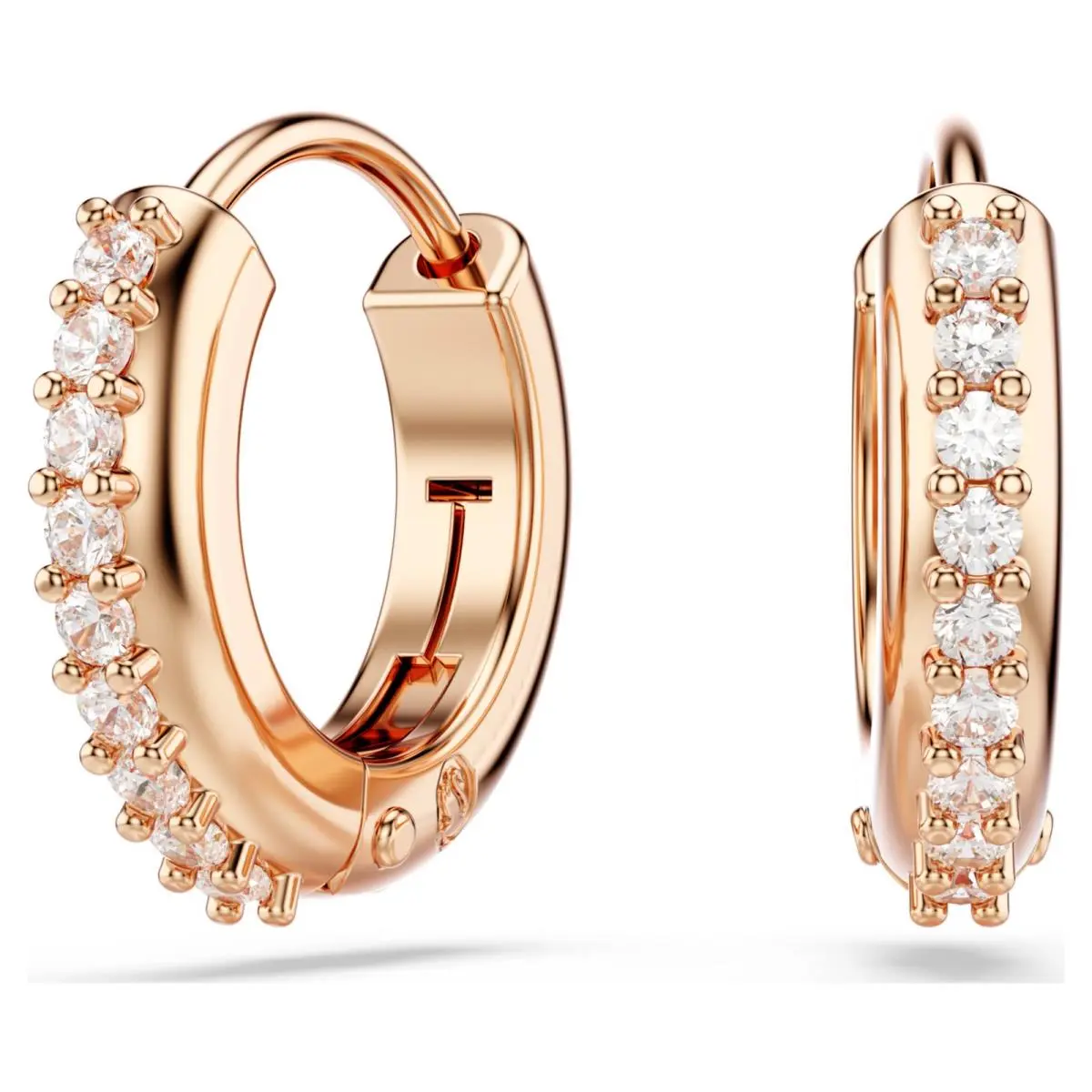 Swarovski Matrix Hoop Earrings Round Cut White Rose Gold-tone Plated 5690669