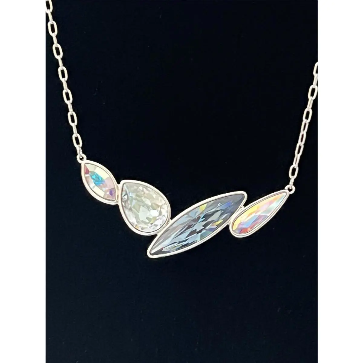 Touchstone Crystal by Swarovski Black Gray Necklace 15-18”