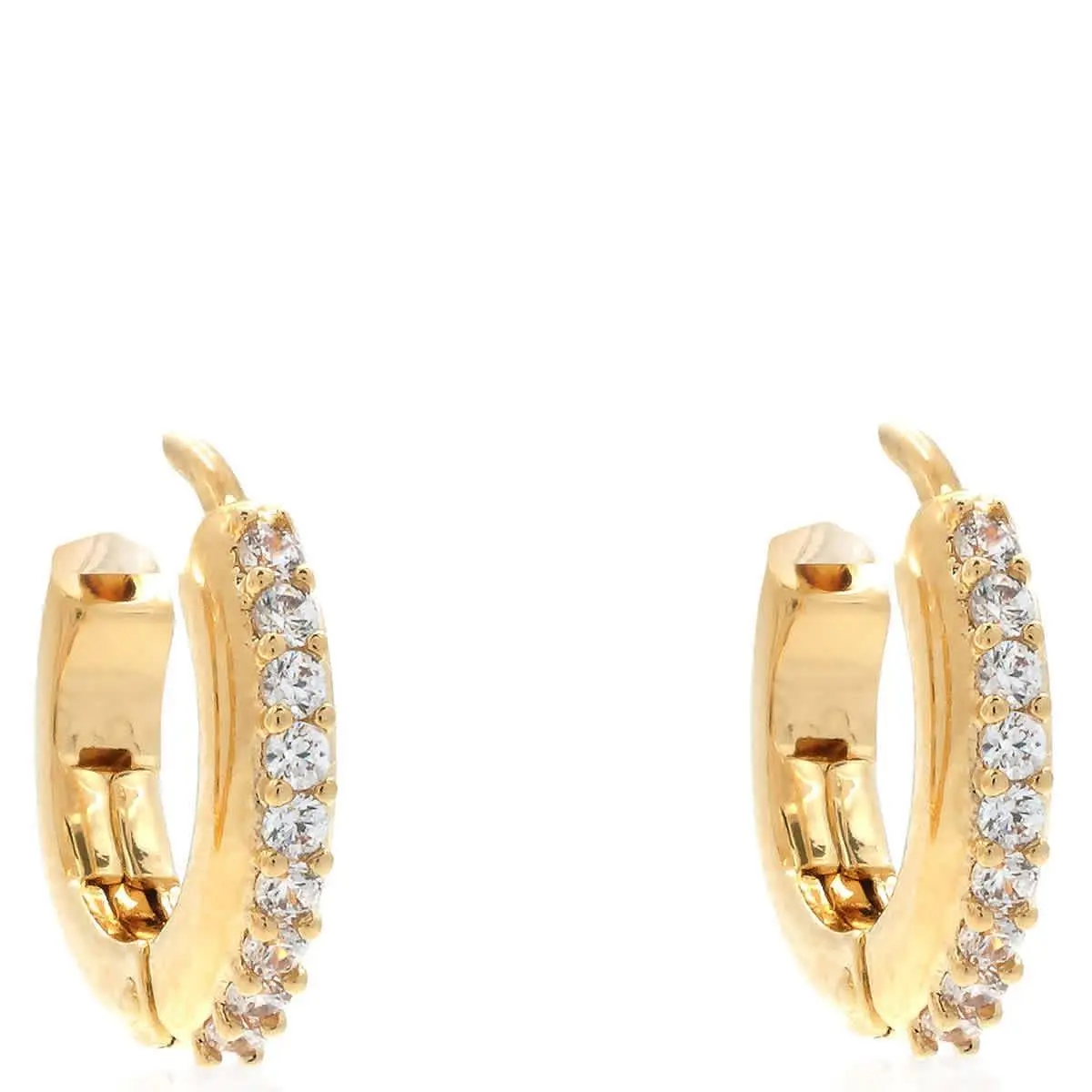 Matrix Pierced Earrings Mini Hoop Gold Shiny Clear by Swarovski