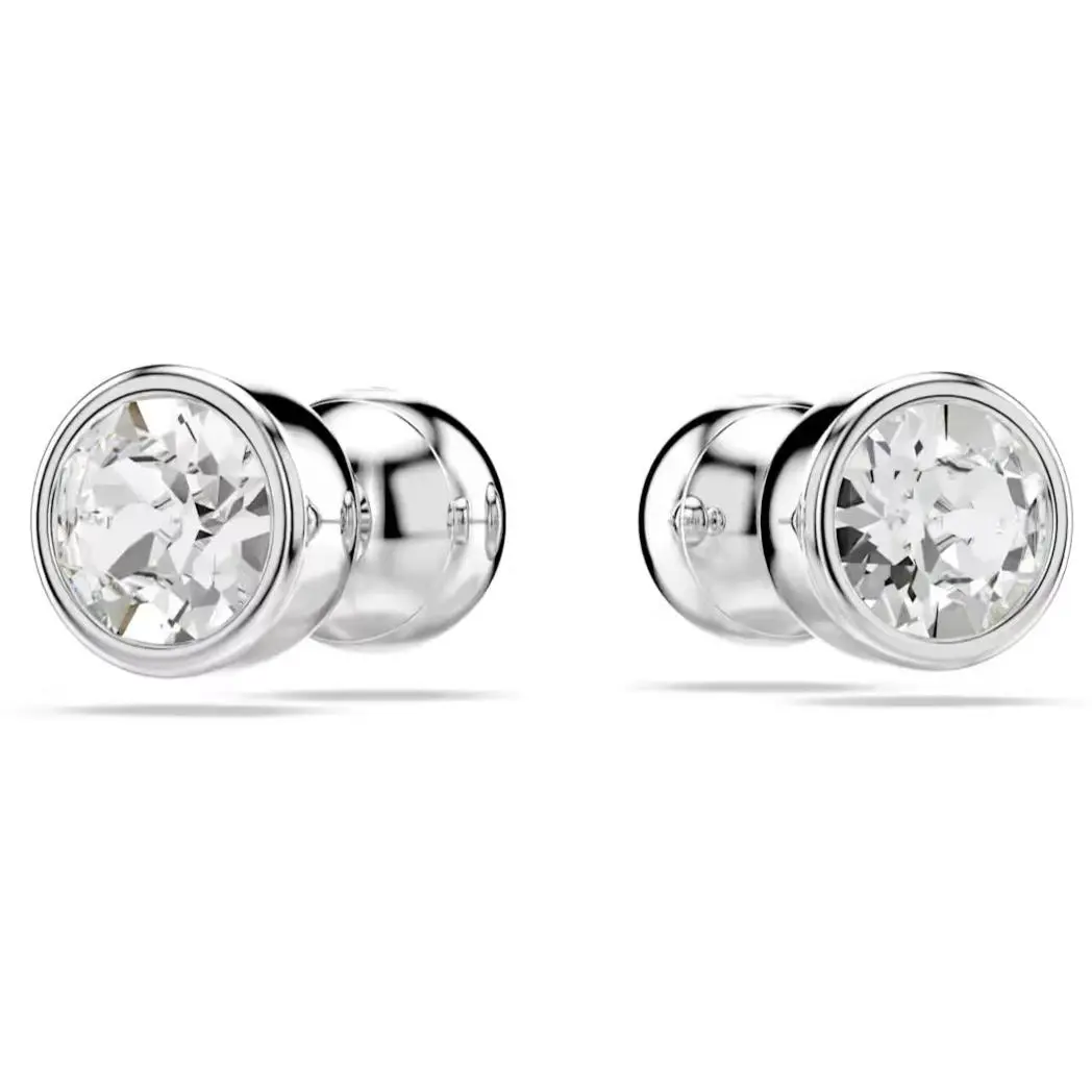 Imber Stud Earrings Women White Round-cut Crystals Rhodium 5696073 by Swarovski