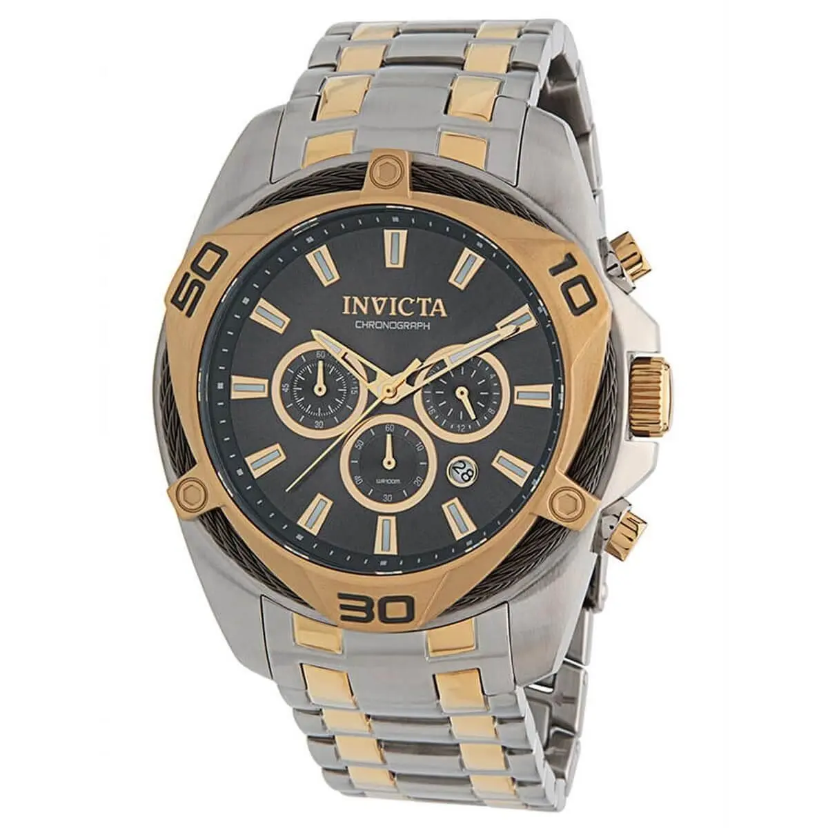 Invicta Men`s Watch Bolt Chronograph Two Tone Stainless Steel Bracelet 34127