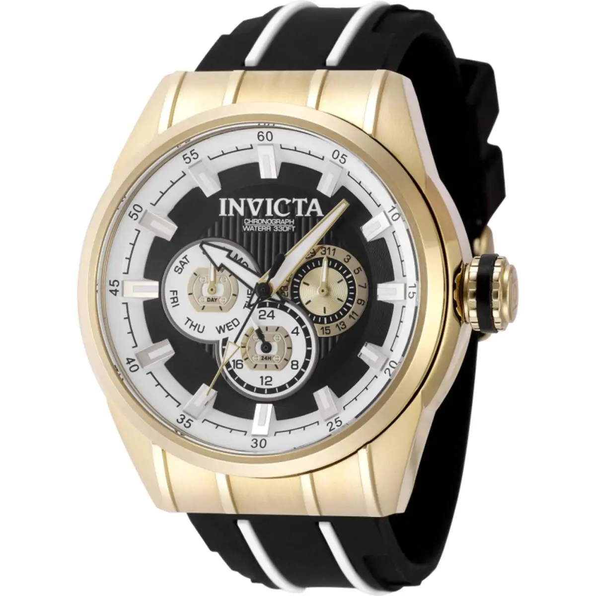 Invicta Men`s Watch Speedway Chronograph Black and White Silicone Strap 49055
