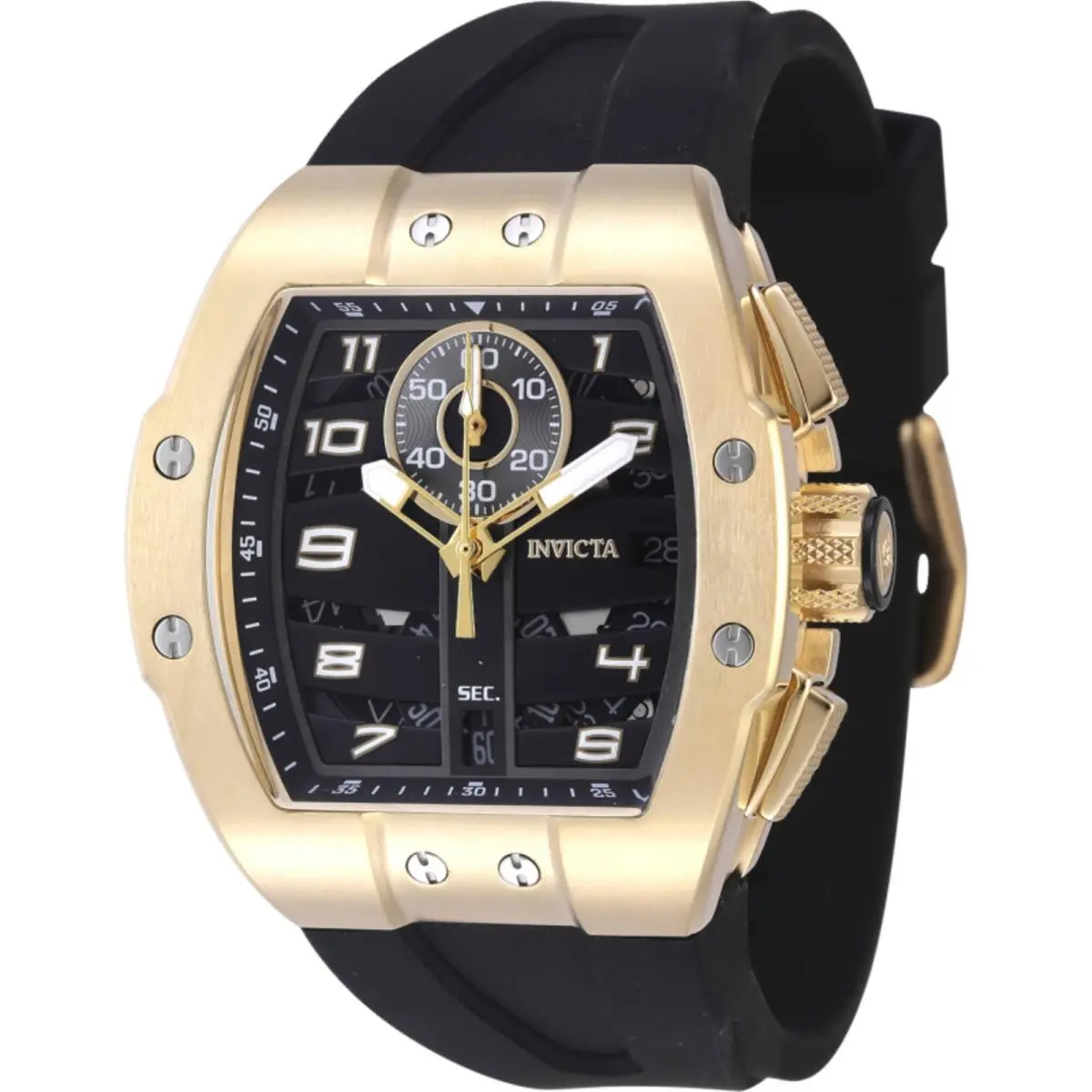 Invicta Men`s Watch Invicta Racing Chronograph Black Dial Silicone Strap 47368 - Dial: Black, Band: Black