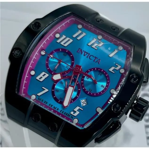 Invicta Racing South Beach Men`s Watch - 47mm White 48940 . 089/1000 - Dial: Aqua, Band: White, Bezel: Black