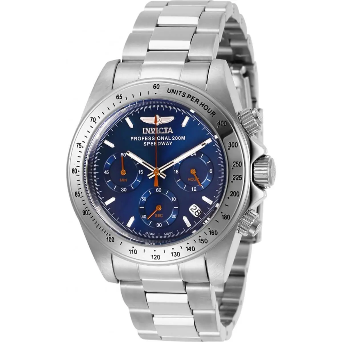 Men`s Watch Speedway Chronograph Silver Steel Bracelet Blue Dial 27770 by Invicta