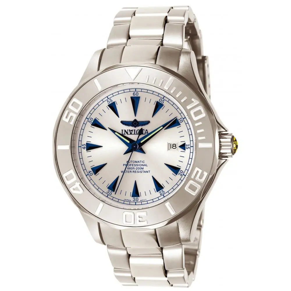 Invicta Men`s 7033 Signature Automatic 3 Hand Silver Dial Watch - Dial: Silver, Band: Silver