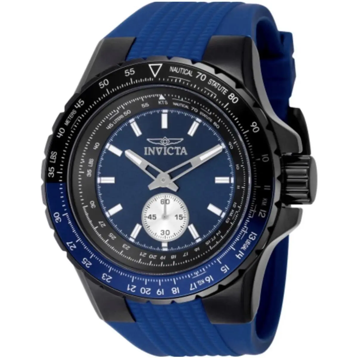 Invicta 49300 Aviator Quartz Blue Dial Watch Mens Watch Wristwatch - Dial: Blue, Band: Blue, Bezel: Black