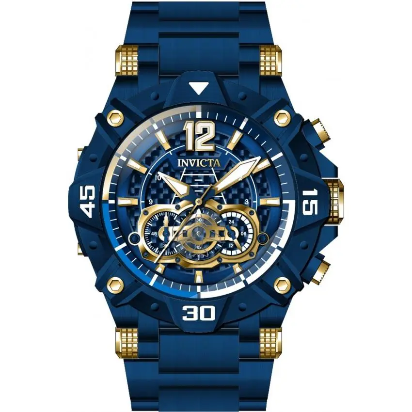 Invicta 40174 Aviator Chronograph Blue Carbon Fiber Dial Steel Quartz 52MM