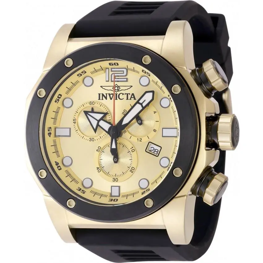 Invicta Sea Hunter Chronograph Gmt Quartz Gold Dial Men`s Watch 48980