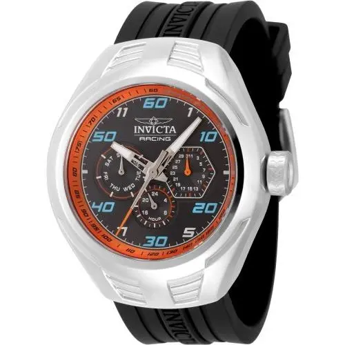 Invicta Men 46mm Sports Racing Quartz Orange/silver/black Silicone Strap Watch