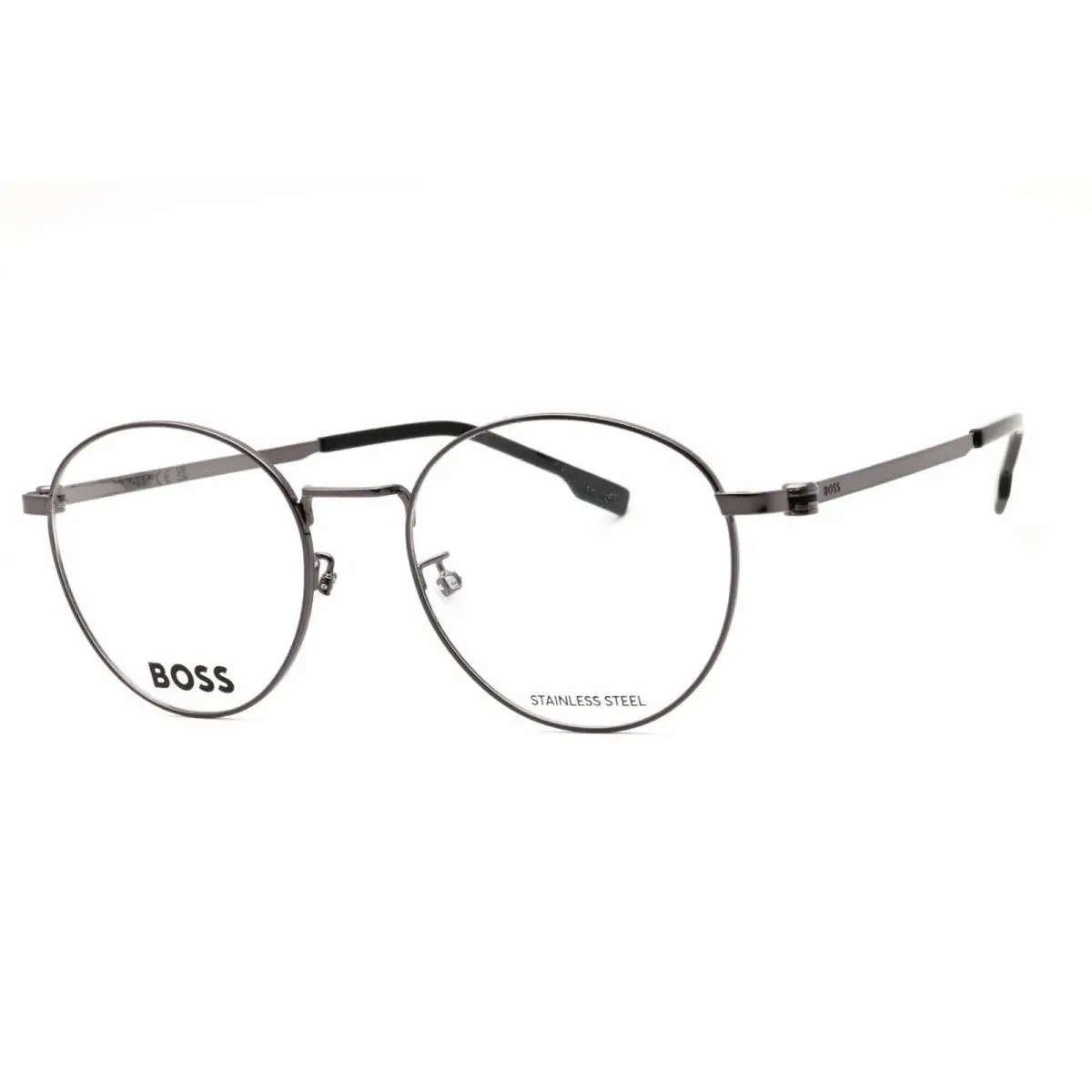 Hugo Boss Men`s Eyeglasses Dark Ruthenium Black Metal Round Boss 1539/F 0V81 00