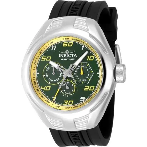 Invicta Men 46mm Sports Racing Quartz Yellow/silver/green Silicone Strap Watch