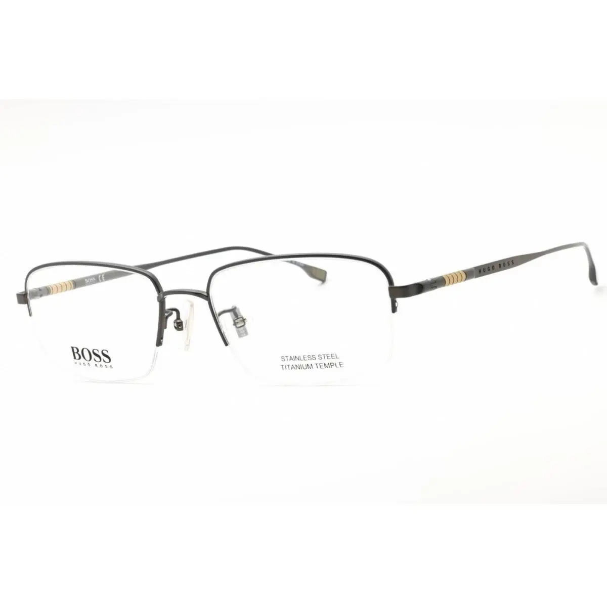 Hugo Boss Men`s Eyeglasses Matte Ruthenium Metal Rectangular Boss 1298/F 0R81 00