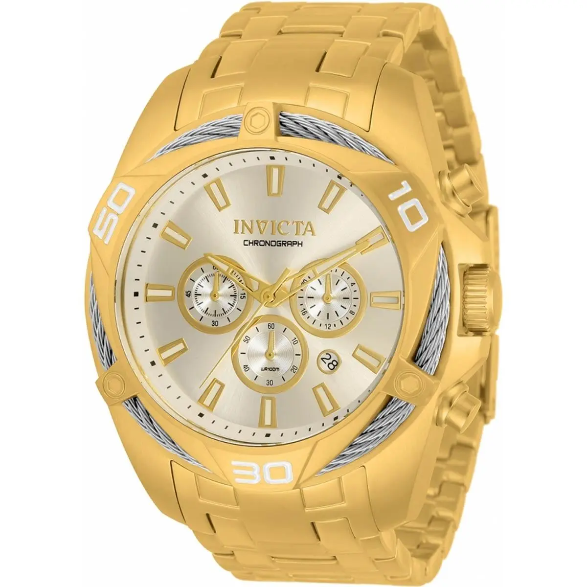 Invicta 34121 Men`s Bolt Quartz Chrono Silver and Gold Dial Watch