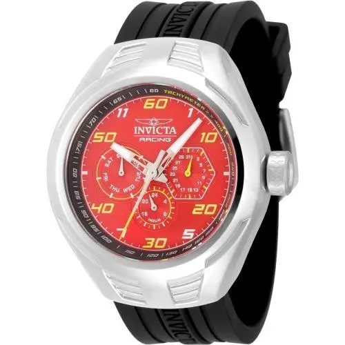 Invicta Men 46mm Sports Racing Quartz Silver/red/silver Silicone Strap Watch