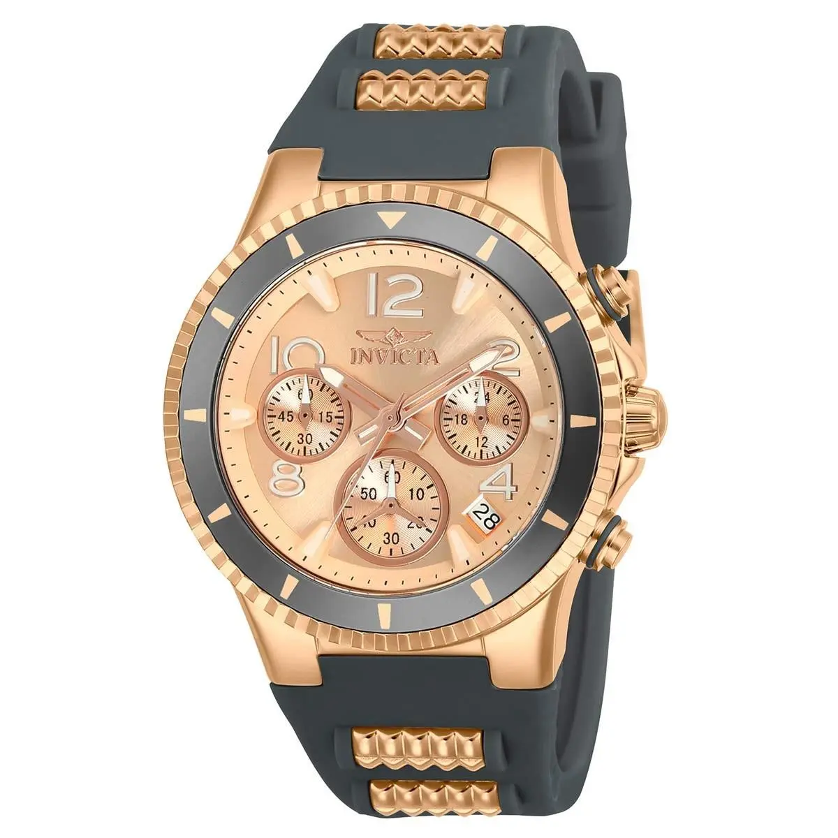 Invicta Women`s Watch Blu Chronograph Rose Gold Dial Two Tone Strap 24189