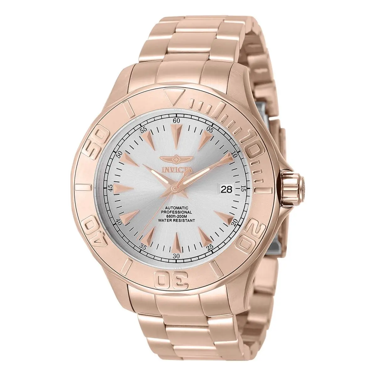 Invicta 7111 Mens Signature Ocean Ghost Automatic Rose Gold Watch - Dial: Silver, Band: Rose