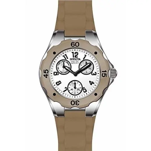 Invicta Angel Multi-function White Dial Brown Silicone Ladies Watch 18794