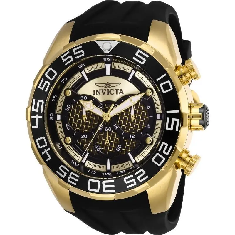 Invicta Men`s 26301 Speedway Quartz Multifunction Black Gold Dial Watch