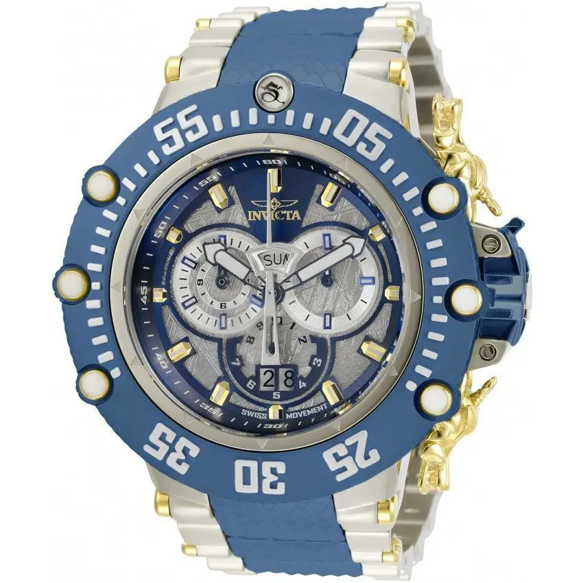 Invicta 32113 Men`s 52mm Blue/silver/gold Subaqua Noma Vii Meteorite Dial Watch - Dial: Blue, Band: Blue, Gold, Bezel: Blue, Gold