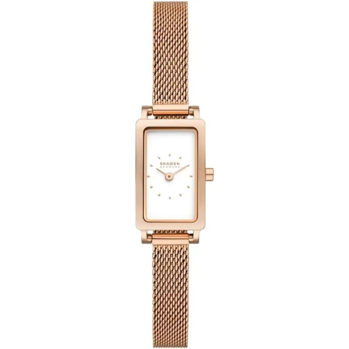 Skagen Women`s Watch Hagen Micro White Dial Rose Gold Steel Bracelet SKW3148