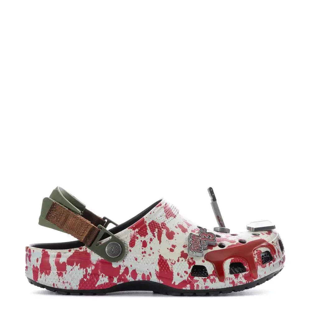 Crocs Classic Clog Mens Friday The 13th Jason Movie Multi Red White Haloween - Multicolor