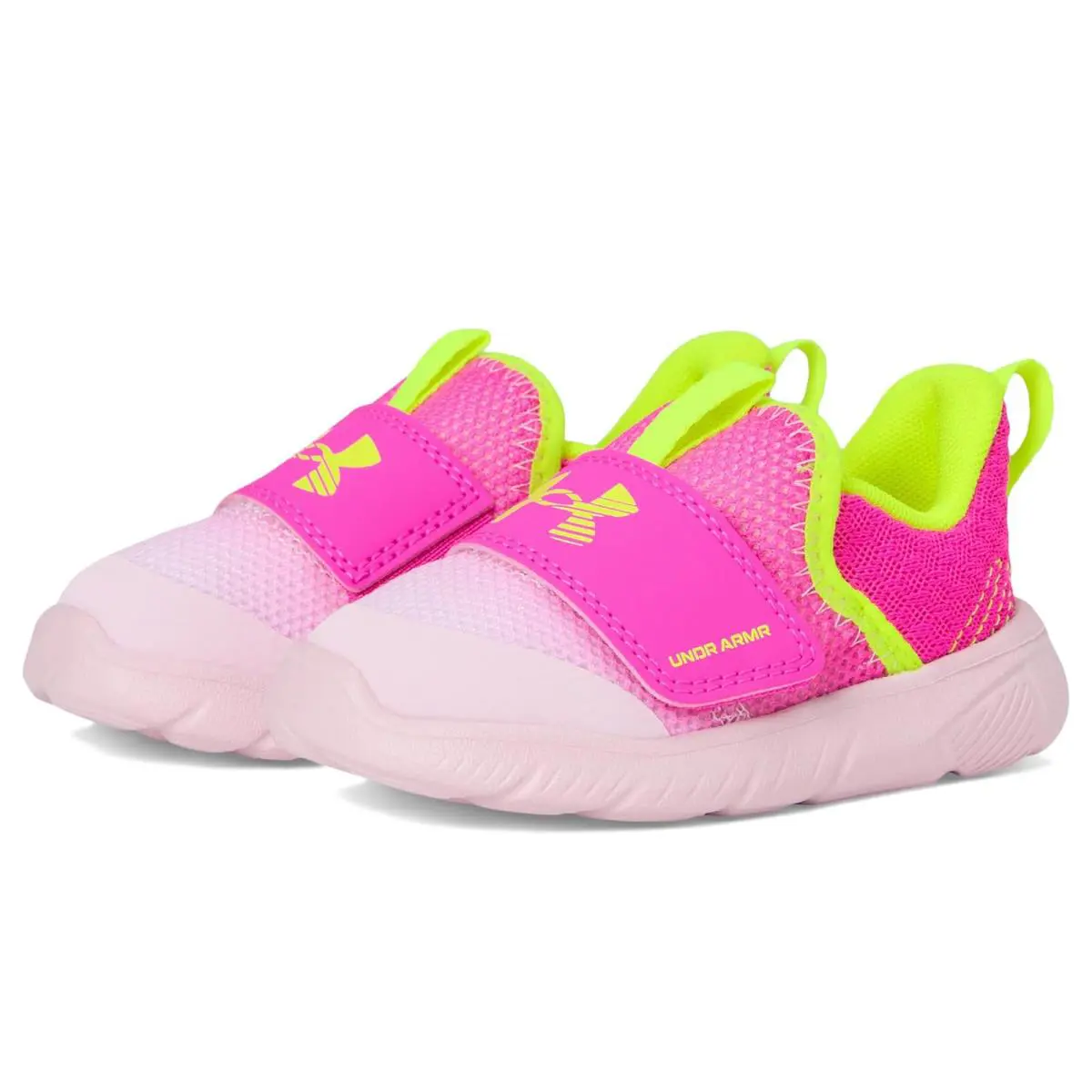 Girl`s Sneakers Athletic Shoes Under Armour Kids Flash Toddler - Prime Pink/Rebel Pink/High Vis Yellow