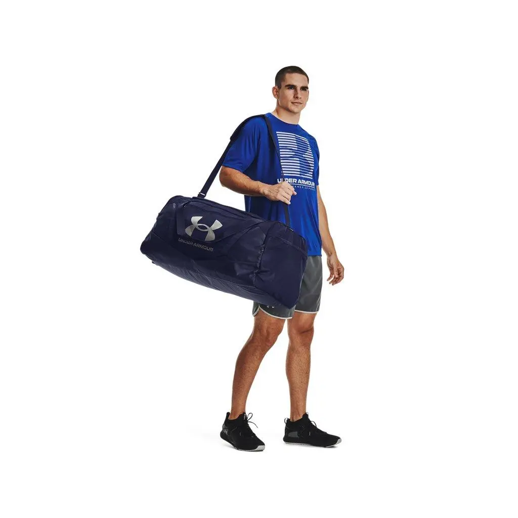 Unisex Undeniable 5.0 Large Duffle Bag - Highly Water-repellent Midnight NavyMetallic Silver by Under Armour