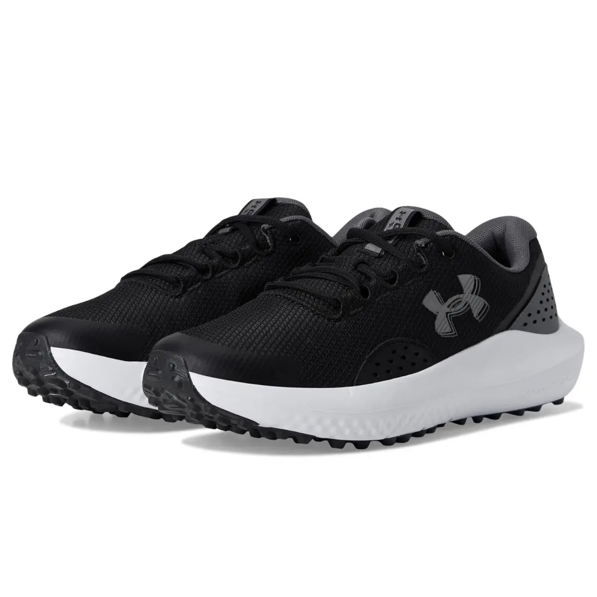 Man`s Sneakers Athletic Shoes Under Armour Surge Golf Cleats - Black/Castlerock/Metallic Gunmetal