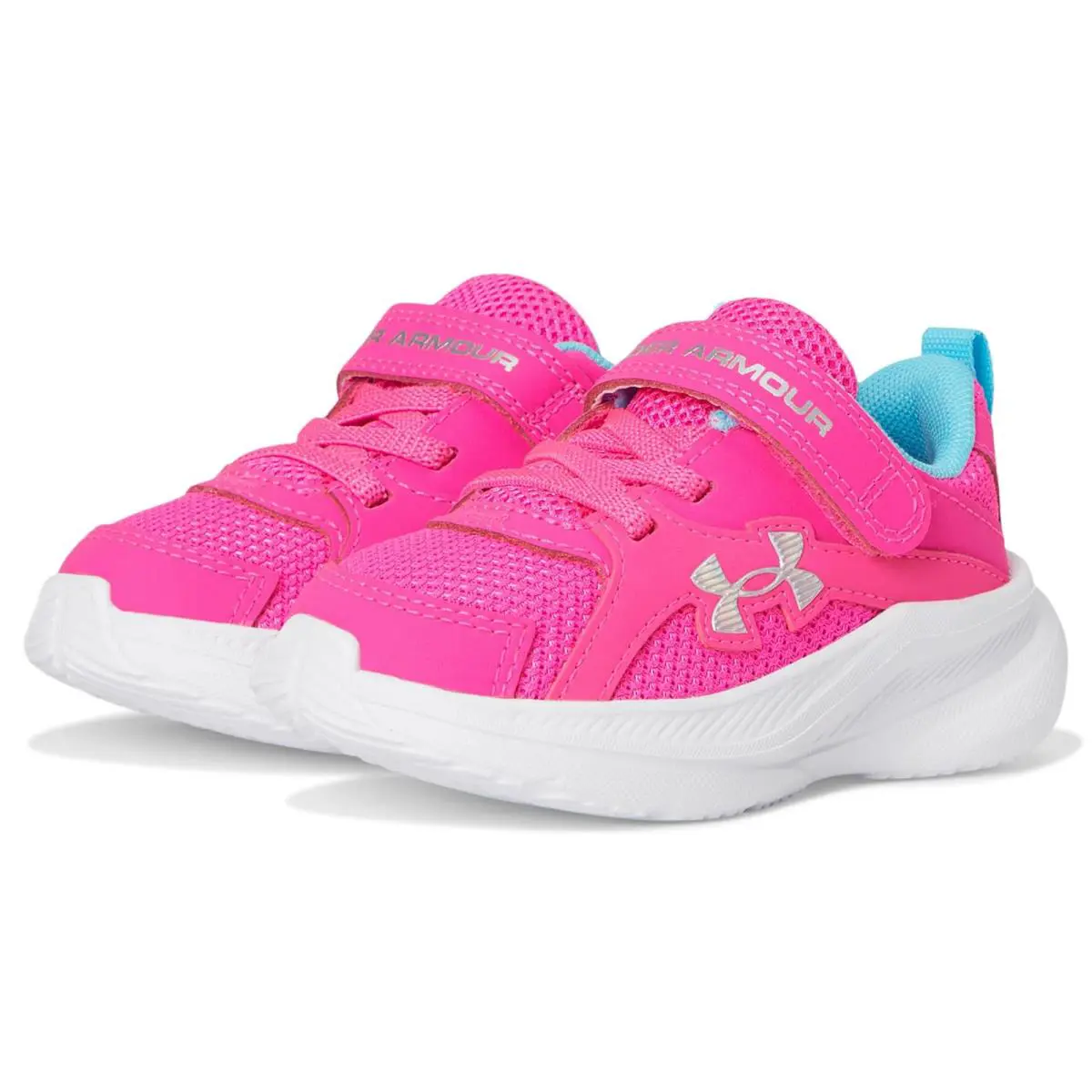 Girl`s Shoes Under Armour Kids Charged Assert 11 Alternate Closure Toddler - Pink Rave/Fresco Blue/Iridescent