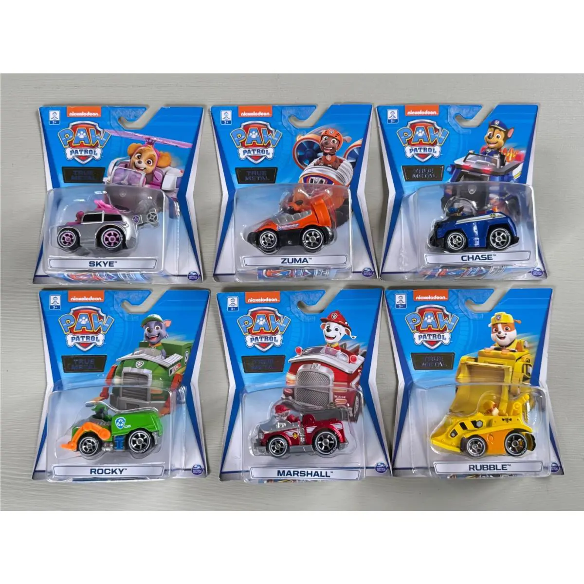 Set of 6 Paw Patrol True Metal Cars Vehicles Sky Rocky Zuma Chase