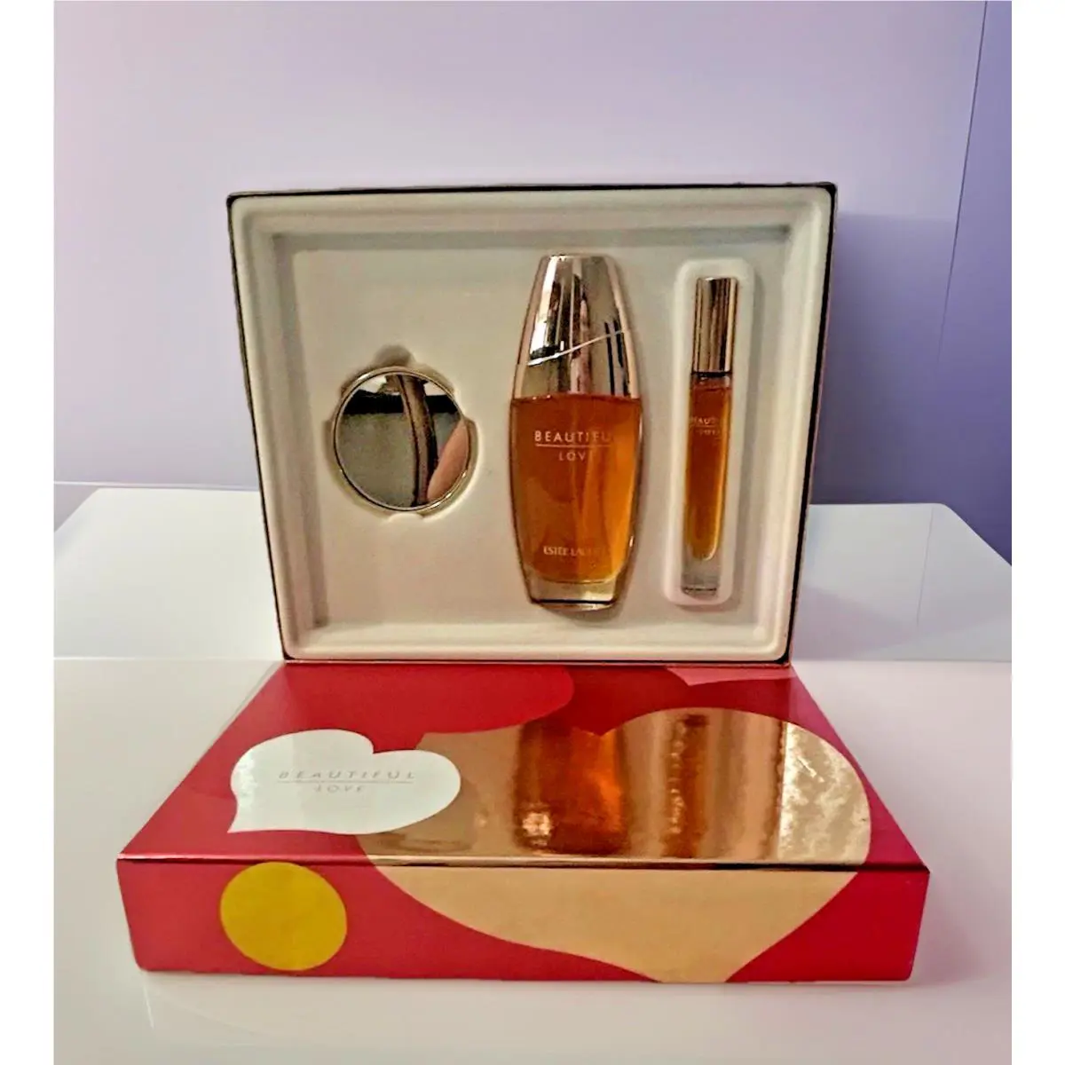 Estee Lauder Beautiful Love Edp 2.5oz+Rollerball 0.20oz+Mirror Rare