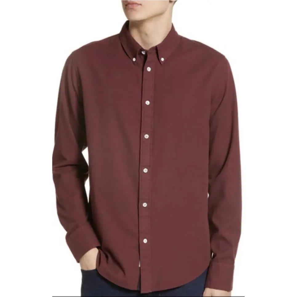 Rag Bone Fit 2 Dobby Tomlin LS Button Shirt Burgundy Red Size S