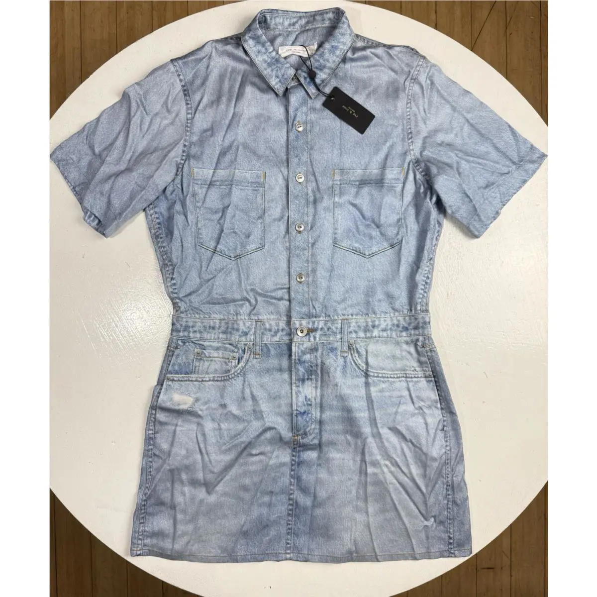 Rag Bone Women Size Large Freesia Liquid Dress Miramar Denim Blue L