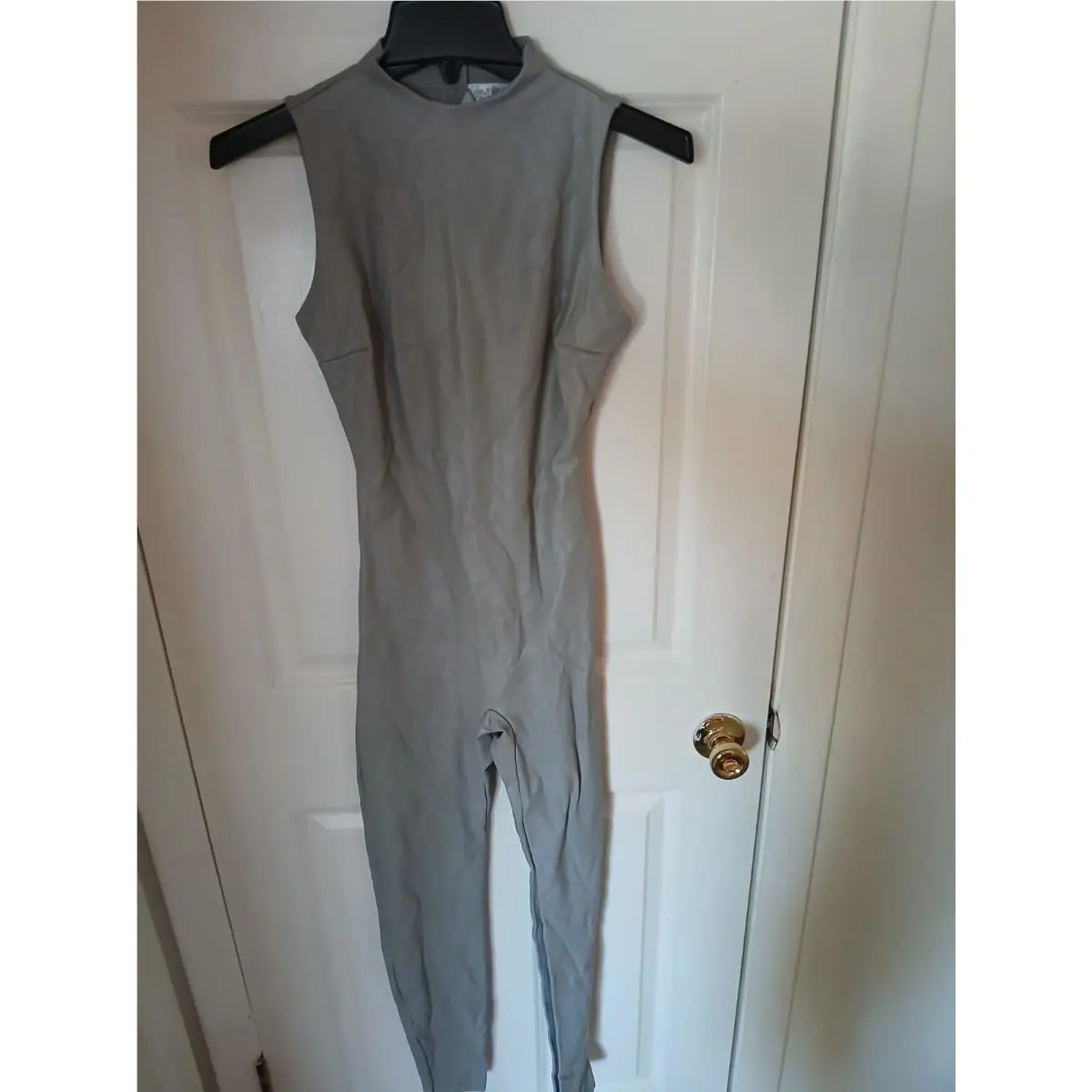 Skims Sport Full Length Jumpsuit Womens Chrome Leather Size Small G51-61