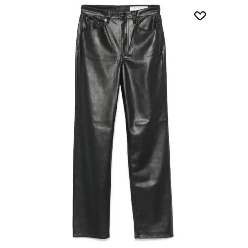 Rag Bone Women`s Harlow Leather Pants Straight Leg Black Size 27
