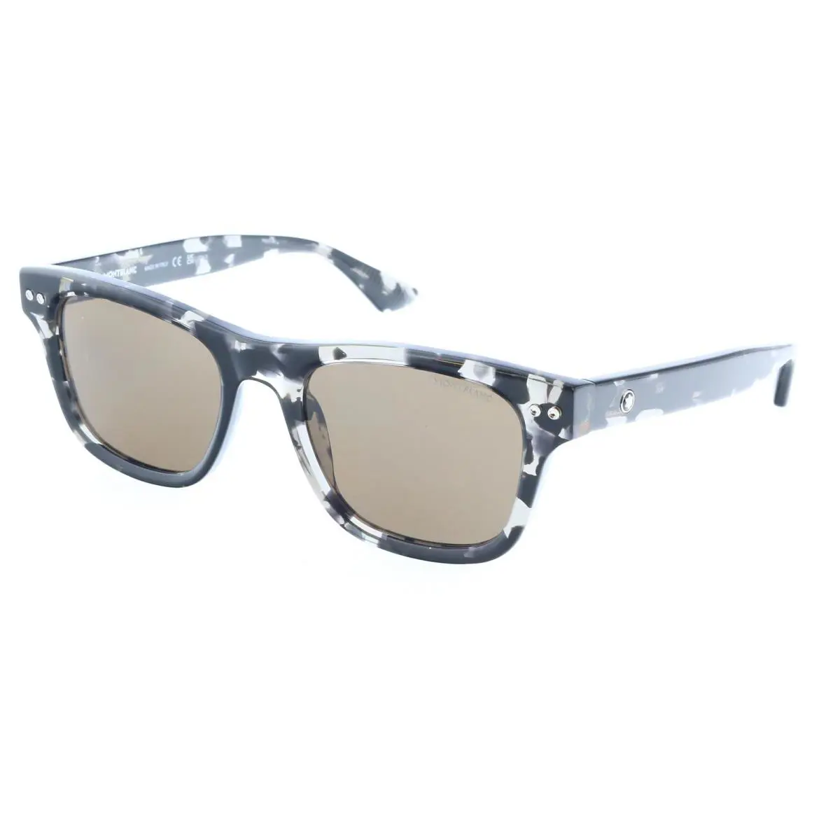 Montblanc MB0254S-008 Black White Marble Sunglasses Bold Luxury Artistry