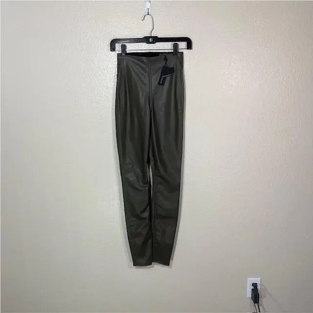 Rag and Bone Leather Leggings Pants Womens Xxs Olive Green Pull On by Rag & Bone