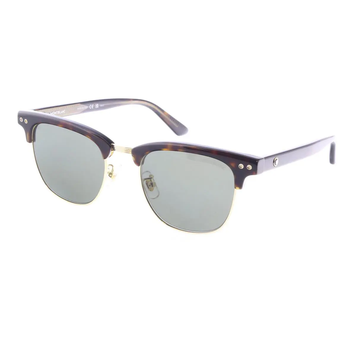 Montblanc MB0382S-003 Tortoise Browline Sunglasses Classic Gold Detail
